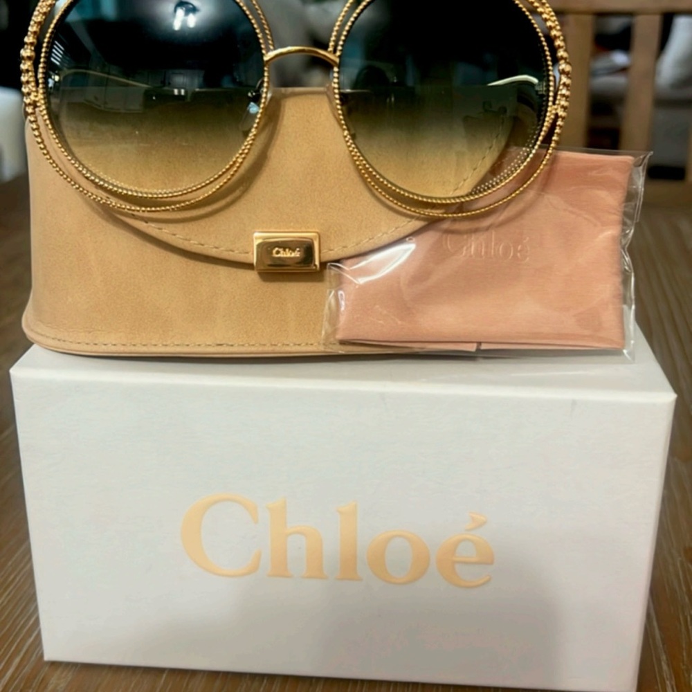 Gold and Tan Women's Sunglasses